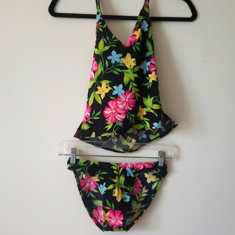 Jantzen Floral Halter Bikini with Tropical Flower Accents